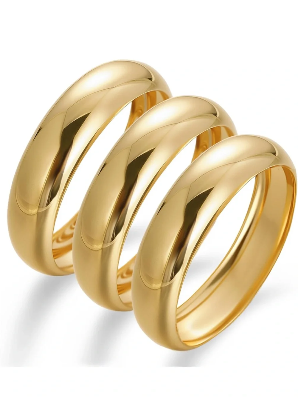 14K Gold Plated Chunky Bangle Bracelet Set